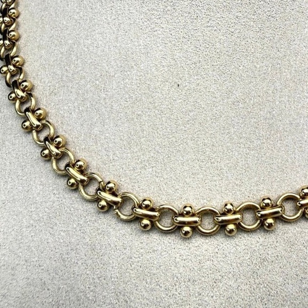 Vintage Etruscan Revival Link Necklace Gold Tone 17" 1990s Minimalist